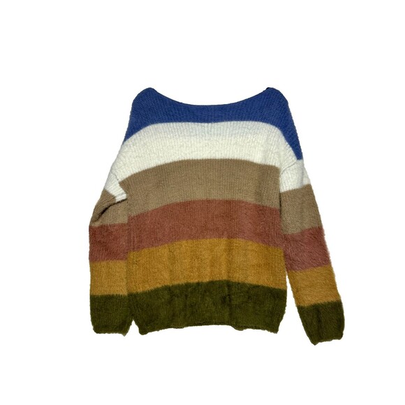 The Bluivy Women's Size Small Striped Colorblock Fuzzy Oversized Cozy Sweater - Picture 2 of 6